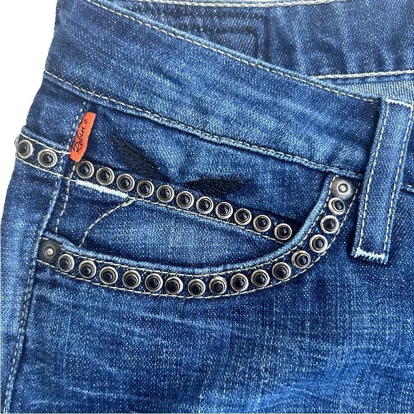 Robin's Jean Marilyn Black Crystal Studded Denim Jeans Embellished Biker Metal - Picture 4 of 13